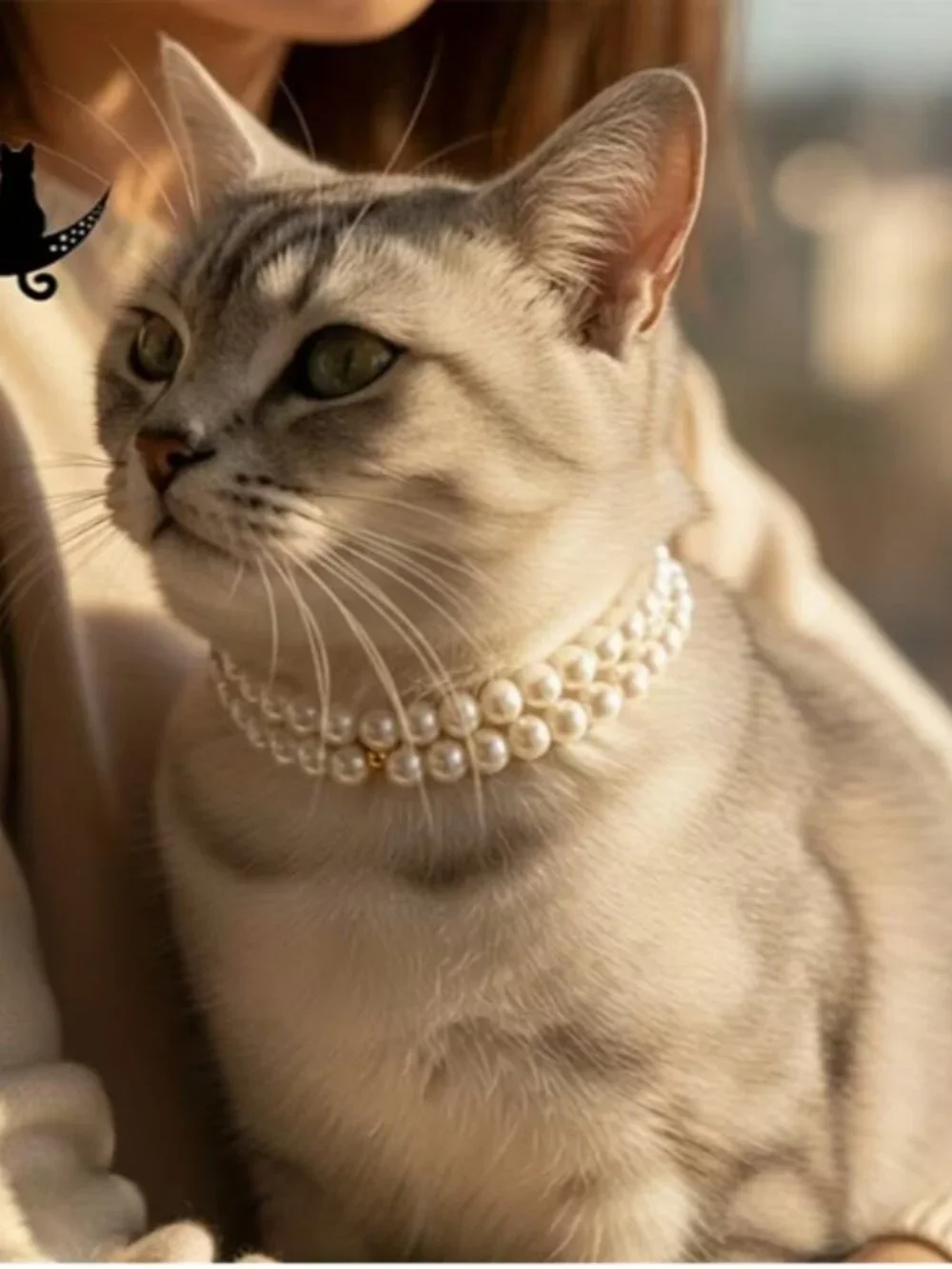 Beautiful Double-Strand Pearl Kitty Cat Collar Necklace‎ (NEW & SO CUTE!)